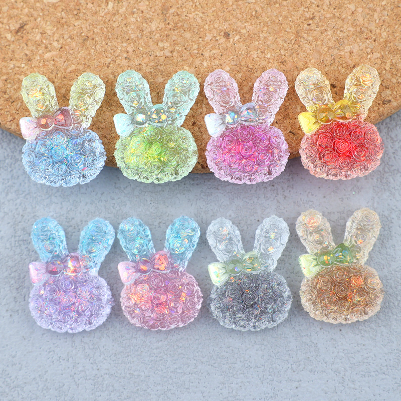 Resin Crafts Diy - 5 adet 18*25mm ışıklı degrade tavşan